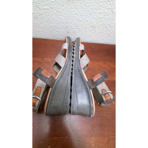 Keen Women's Multicolor/Leather Strap Wedge Sandals Adjustable Buckle Size 9 - Picture 4 of 8